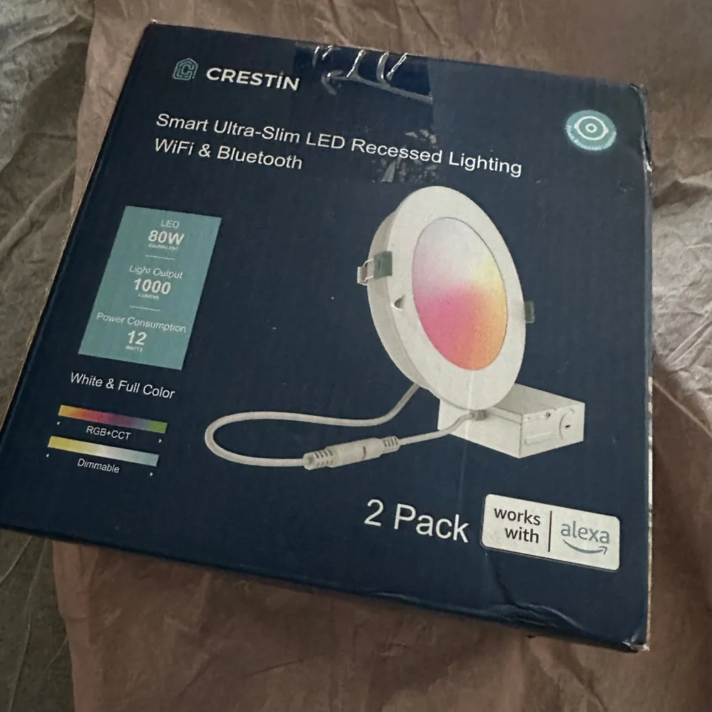 2 CRESTIN Smart WiFi Recessed Lighting 6 Inch LED bluetooth 80W 1000LM